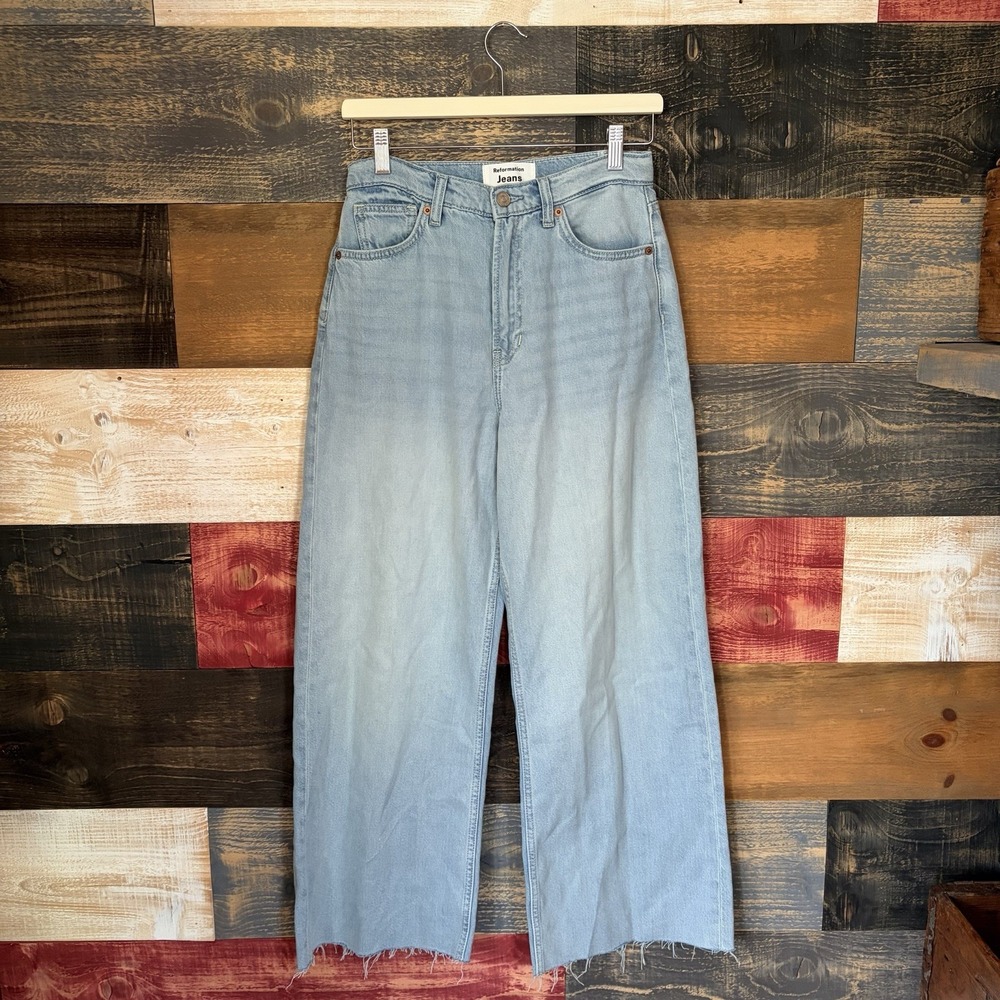 REFORMATION CARY Lived-In Wide Leg Jeans Sheyenne Light Wash 26